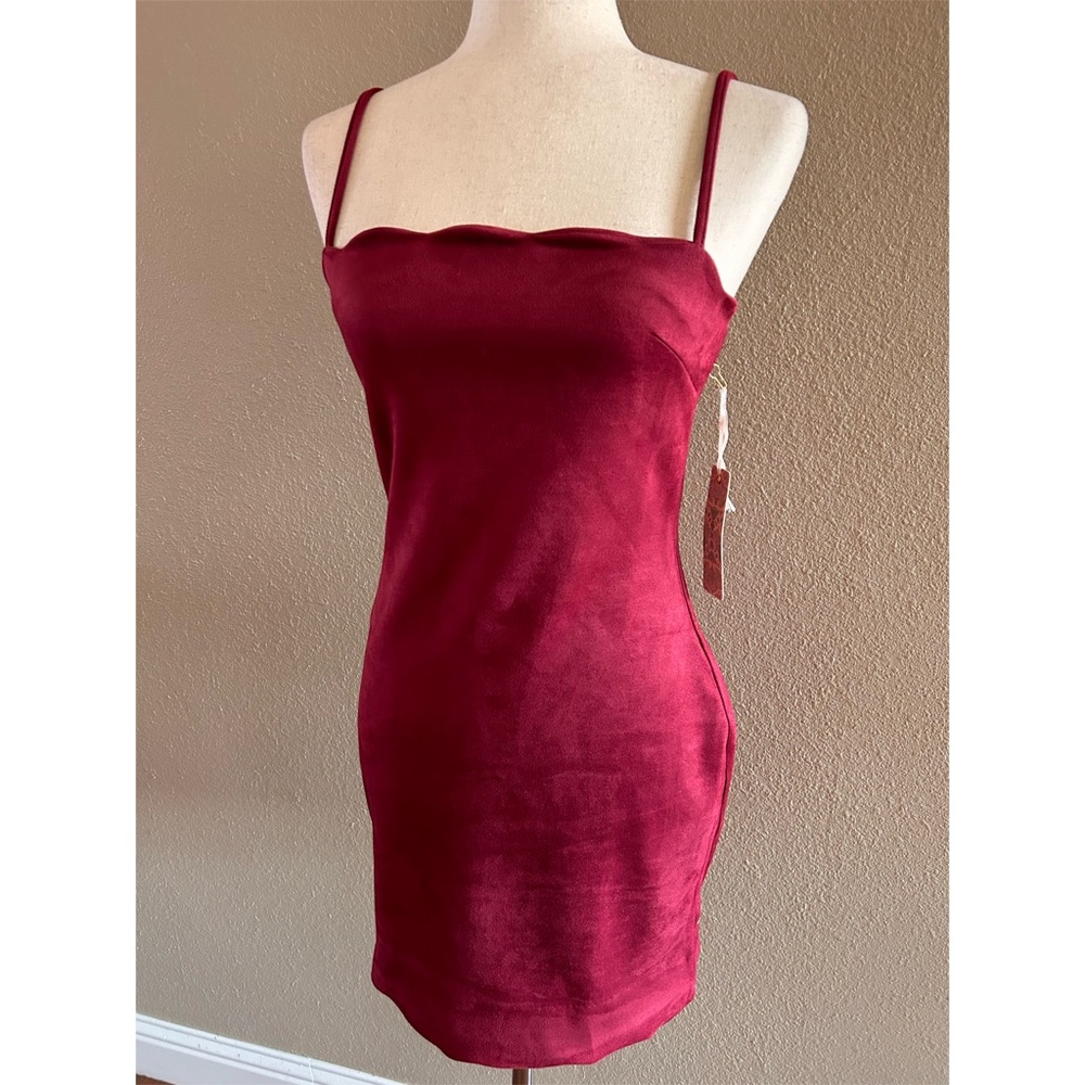 Faux suede burgundy dress party special occasion